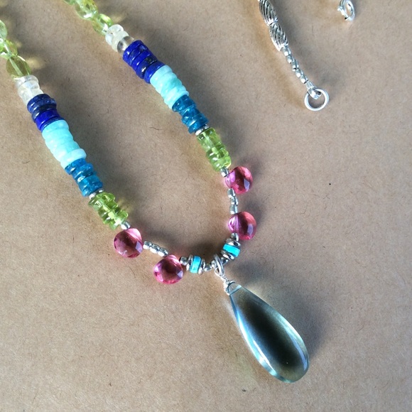 Handcrafted Sundance charm Sterling Silver Multi Stone Necklace Stunning NEW - Picture 3 of 10